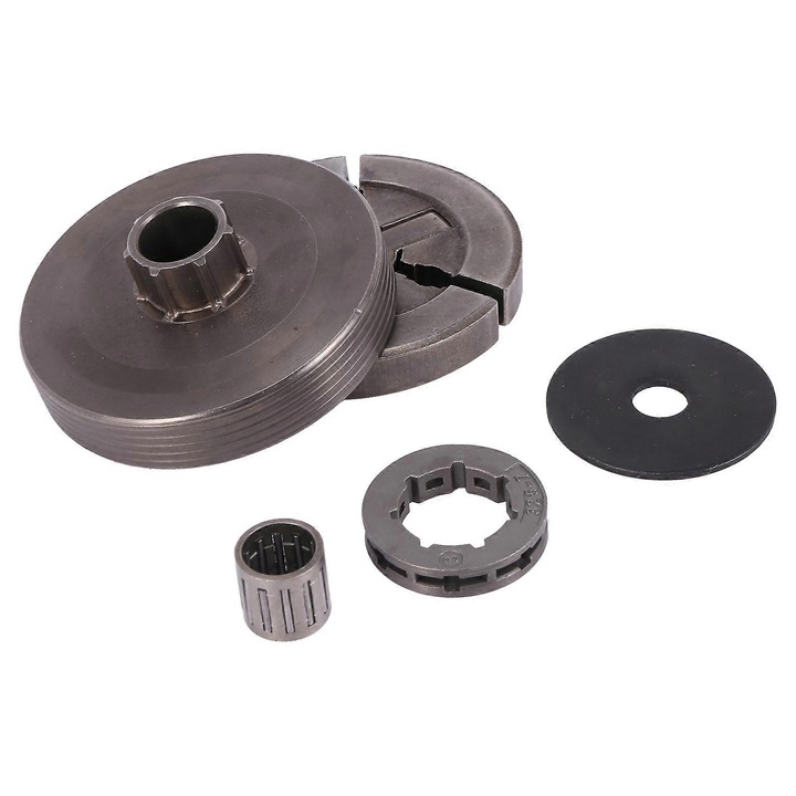 Set accesorii pentru fierastrau cu lant 4500 5200 5800, tambur ambreiaj, roata dintata, rulment, gri argintiu