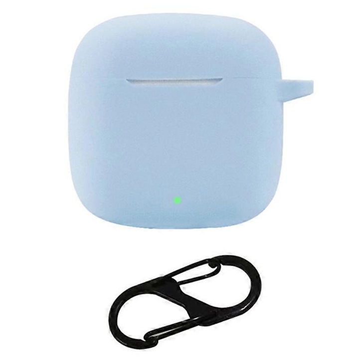 Husa casti, Silicon, Pentru protectia castilor Huawei FreeBuds SE 2, Catarama, Albastru deschis