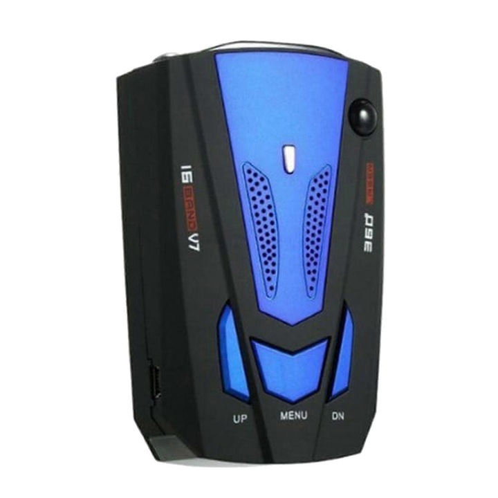 Detector radar 360 grade, albastru, 10x7x4cm, cu sistem de avertizare si display LED