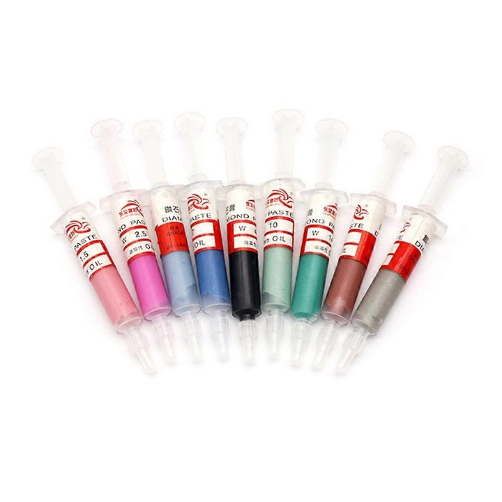 Set de 12 bucati pasta de lustruire cu diamant, 5 grame, diverse granulatii