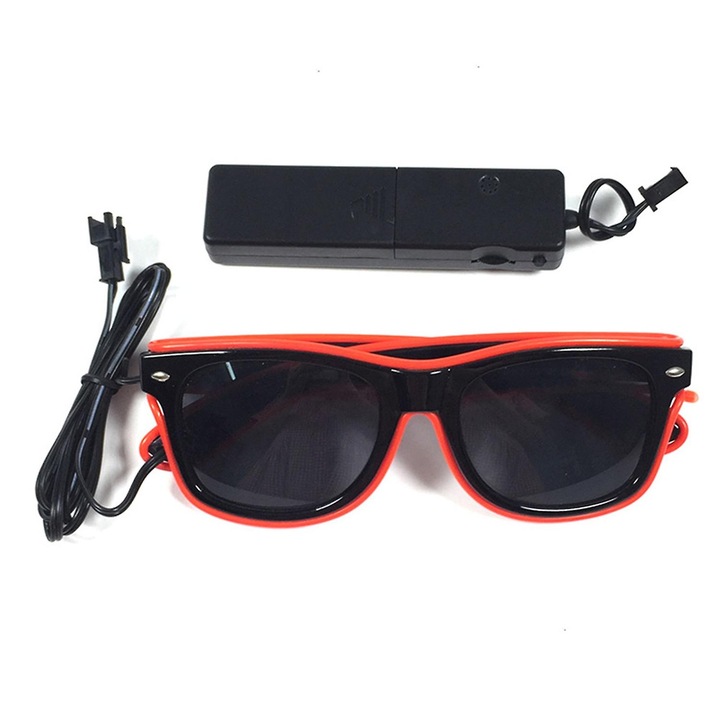 Ochelari de soare EL Luminous, unisex, LED, rosii, 15x15x5cm