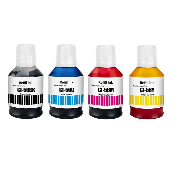 Go Inks 4 tintásüveg készlet, 175ml fekete és 140ml cián, magenta, sárga, kompatibilis a Canon GI-56-tal