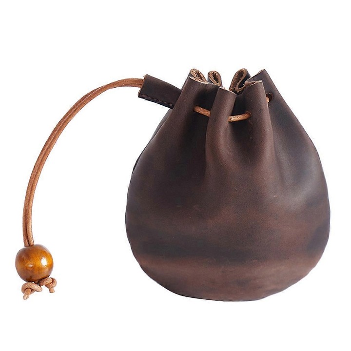 Tehénbőr kézitáska, szett, húzózsinóros kialakítás, 12x11cm