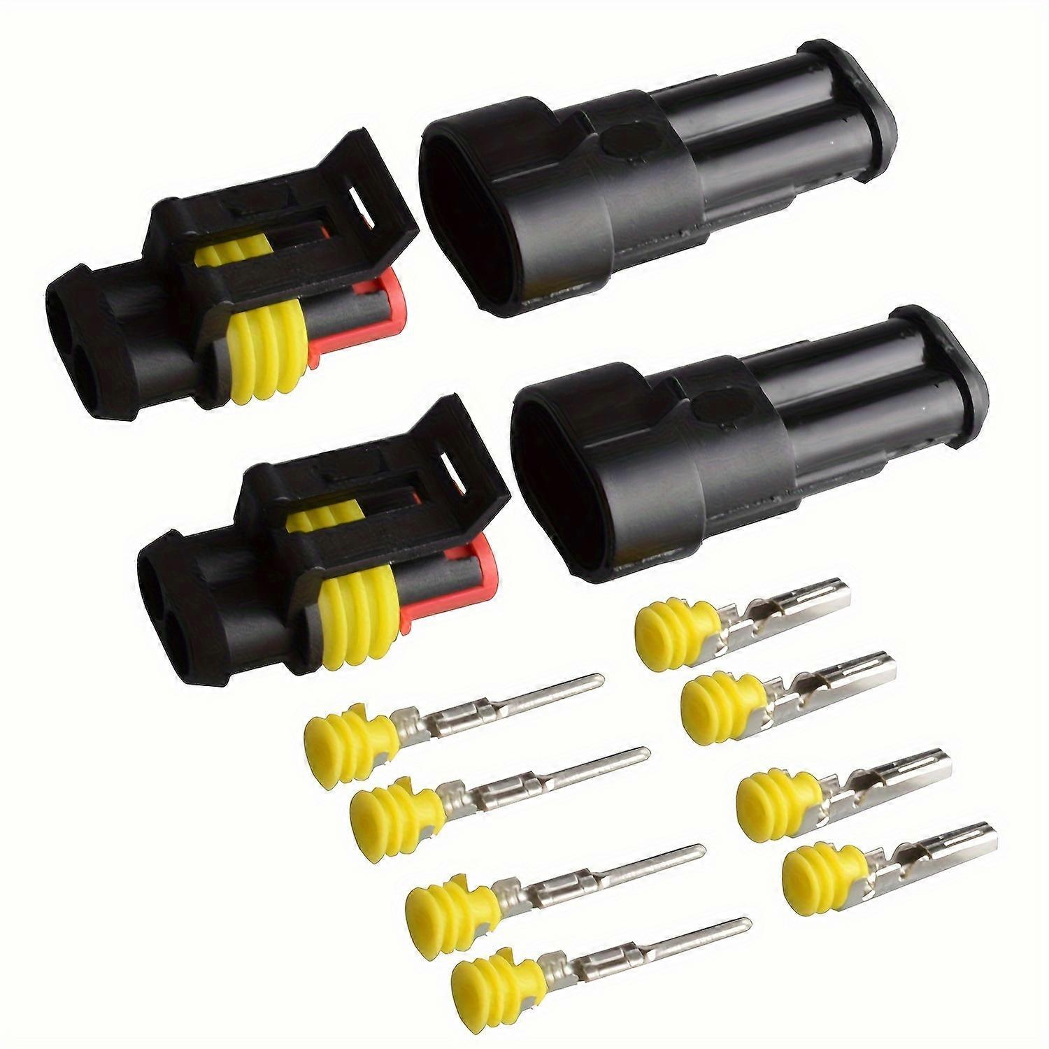 Set 10/12/20 bucati Conector Electric 2 Pin, Priza Femela, Cablu Waterproof 18AWG pentru Masina, Camion, Motocicleta, Barca