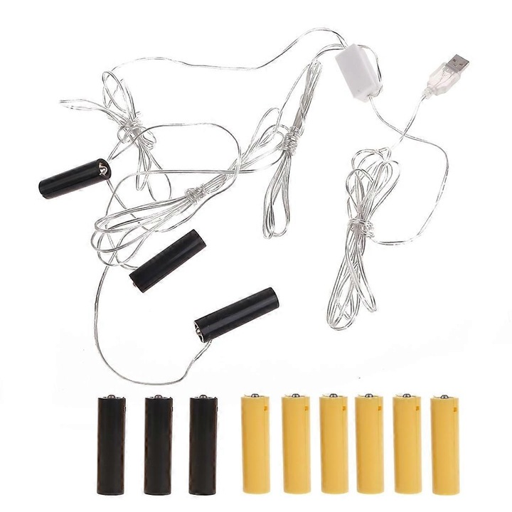 Set Eliminator Baterii AA pentru Lumini LED, 300cm, 4.5V/3V