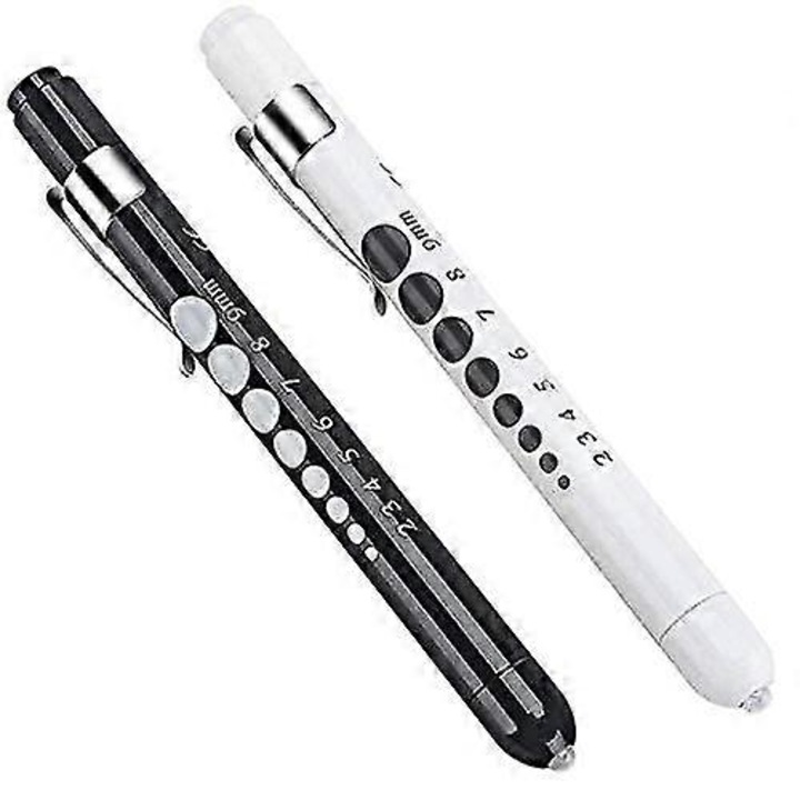 2 db orvosi zseblámpa készlet, eloxált alumínium, fekete és ezüst, zsebcsipesszel, újrafelhasználható