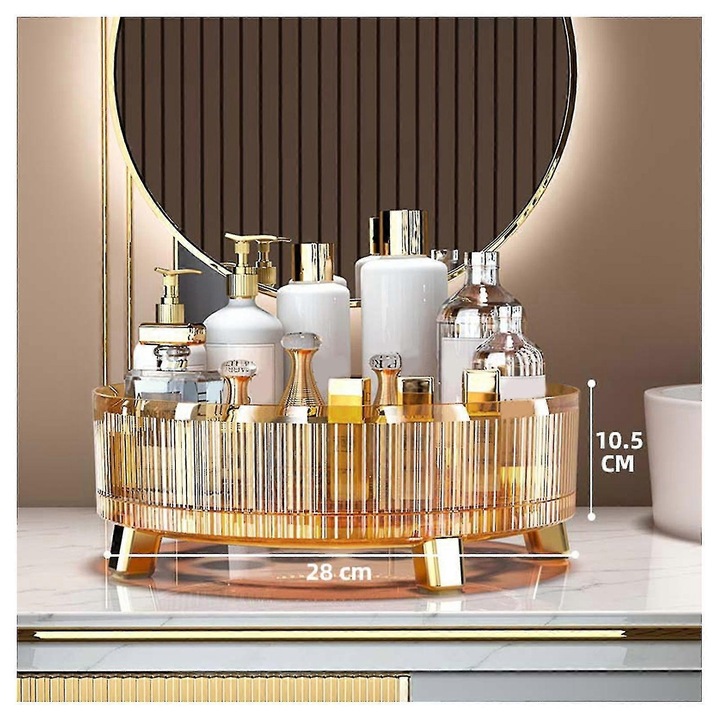 Raft de depozitare rotativ, plastic, design cu dungi verticale, capacitate mare, galben