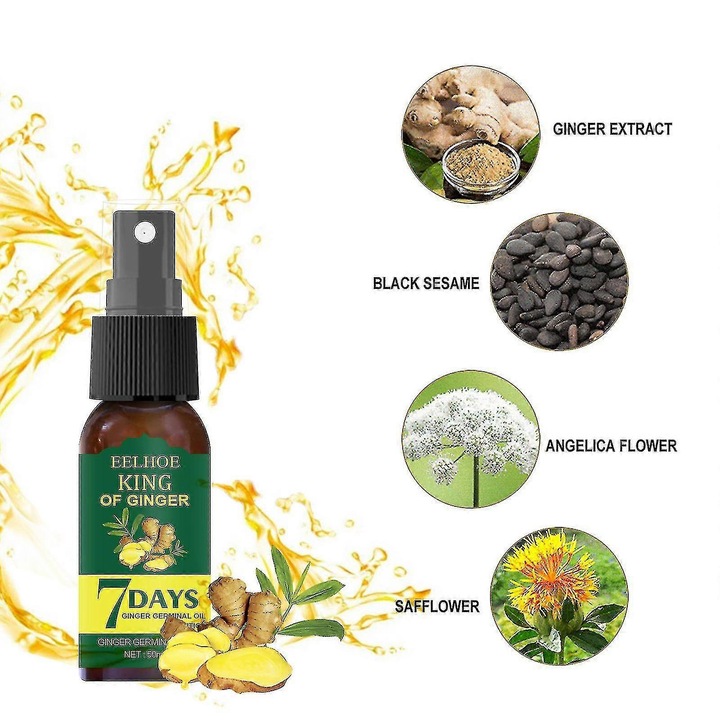 Esenta nutritiva pentru cresterea parului cu ghimbir, 50ml, tratament impotriva caderii parului, set de 1 sticla EELHOE