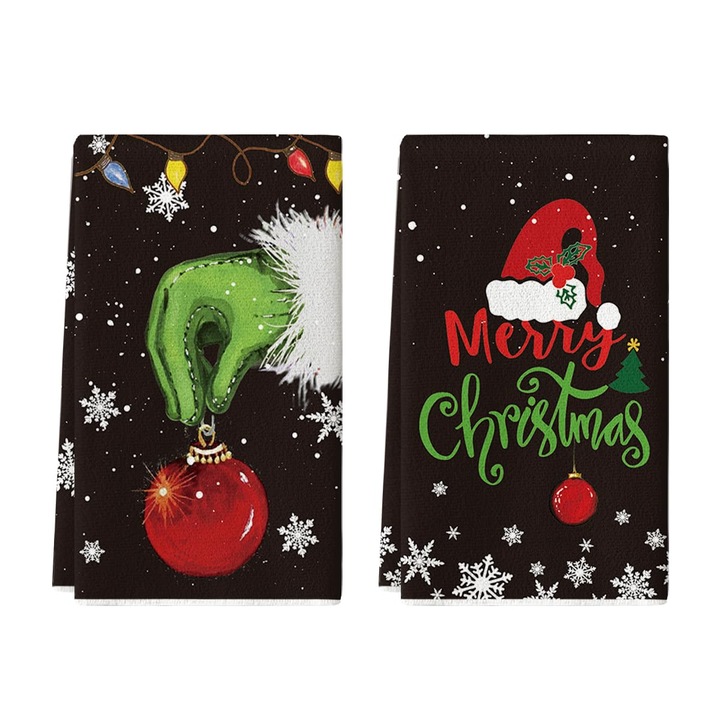 Zestaw prosoape de bucatarie, 2 bucati, design festiv, 42x65cm