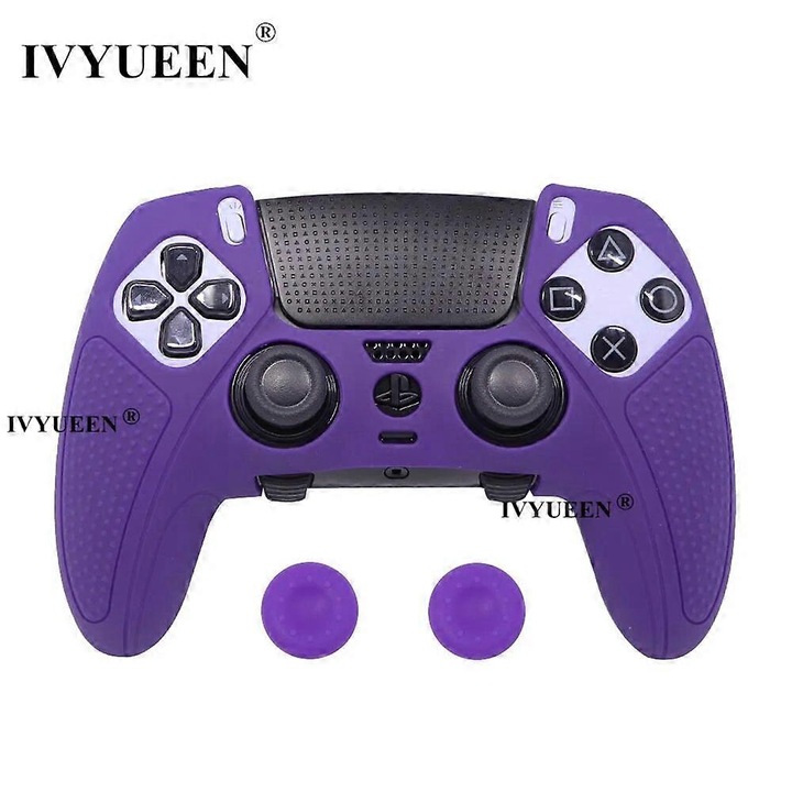 Husa antiderapanta pentru controller PlayStation 5 Dualsense Edge, silicon moale, violet galactic