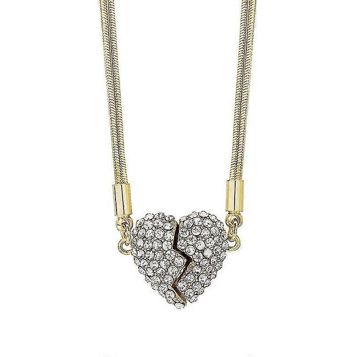 Colier magnetic inima, design elegant, aurie, set