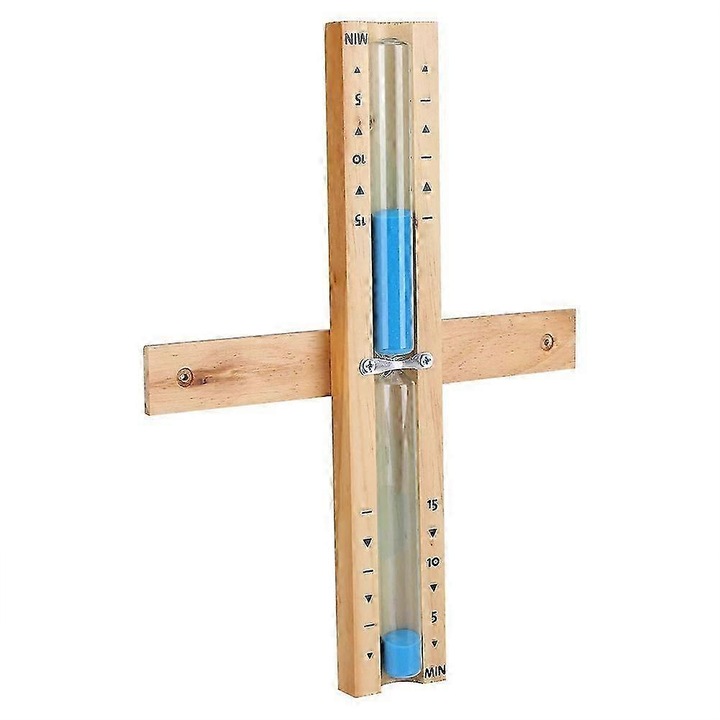 Timer de nisip pentru sauna 15 minute, din lemn si sticla, design rotativ, accesorii sauna