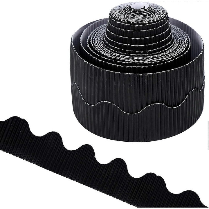 Banda decorativa ondulata, 15 m, Negru