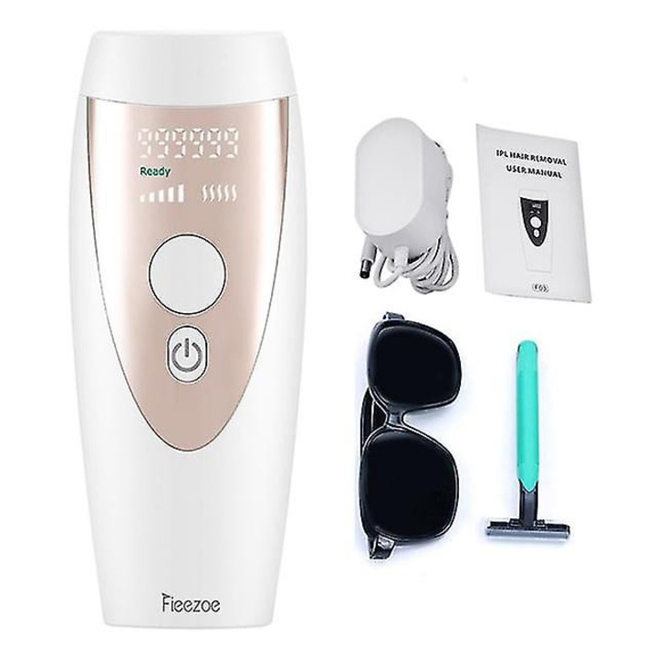 Epilator IPL, 999999 Flash, set cu ochelari de protectie, adaptor, manual, alb