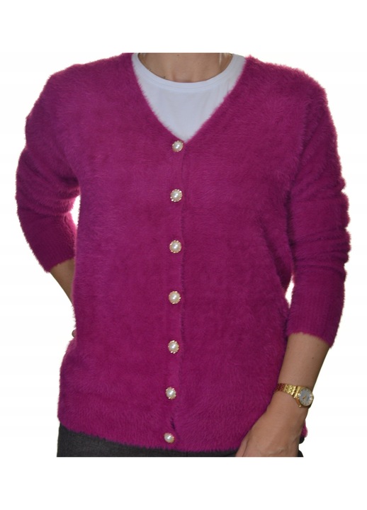 Női kardigán, gombos, poliamid, Fukszia, M
