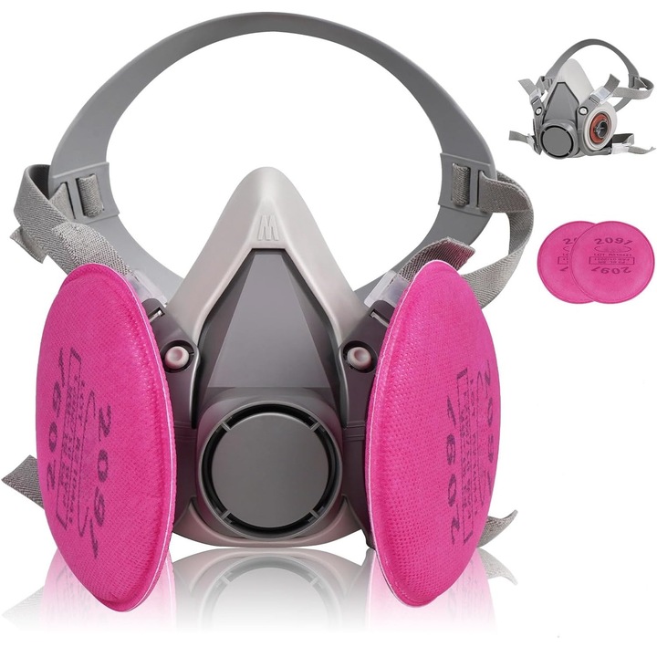 Szemüveg és védőtok szett, 6200 maszk + 2097 rózsaszín pamut, vegyi környezetbe