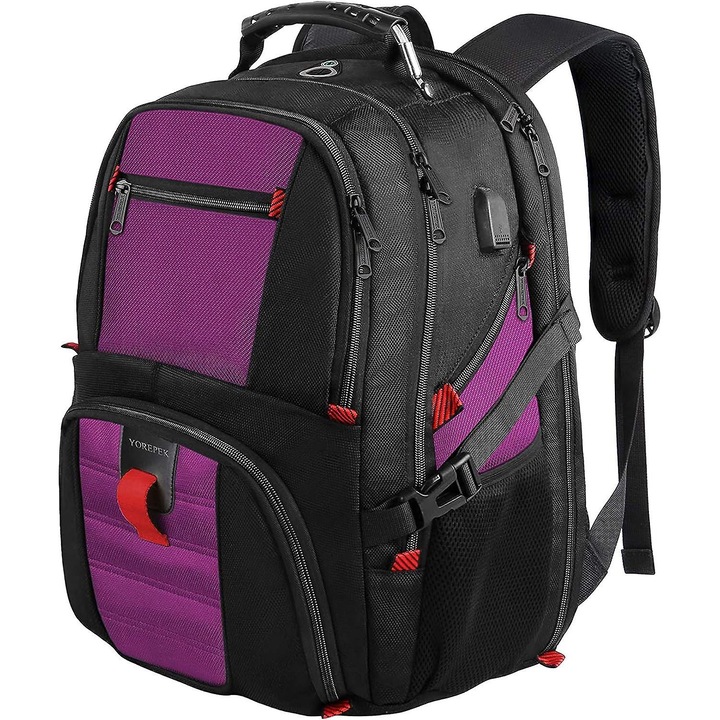 Rucsac mare pentru laptop, 50L, compartimente multiple, rezistent la apa, cu port USB, 18"x13.5"x6.5"