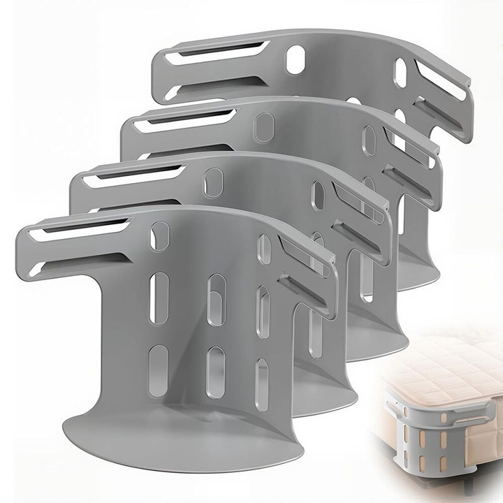 Set suporturi pentru cearceafuri, 4 bucati, gri, 15.5x12.5x12.9cm