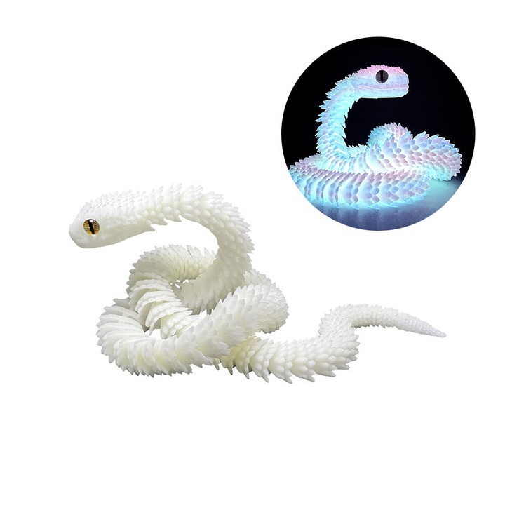 3D nyomtatott, rugalmas, többszínű, 30 cm-es kígyó játék