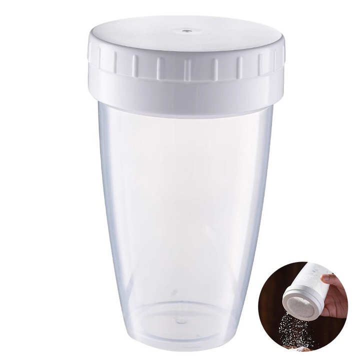 Rasnita pentru zahar pudra, 6.8x4.2x11.4cm, alba, cu capac