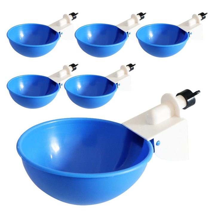 Set adaptoare automate pentru apa pasari, 6 bucati, 7.5cm, albastru