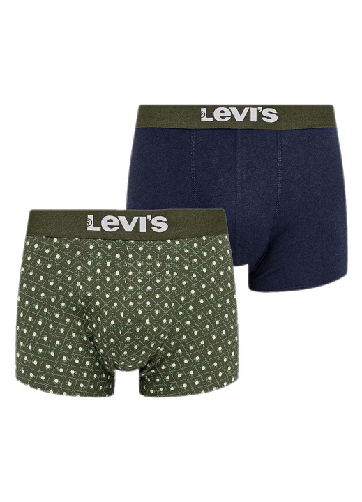 Boxeri Levi's, set 2 bucati, bumbac ecologic, elastic, verde/albastru, talie moale, M INTL
