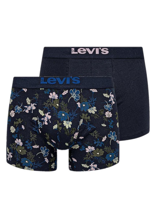 Boxeri Levi's, set 2 bucati, bumbac organic, elastic, albastru, design floral