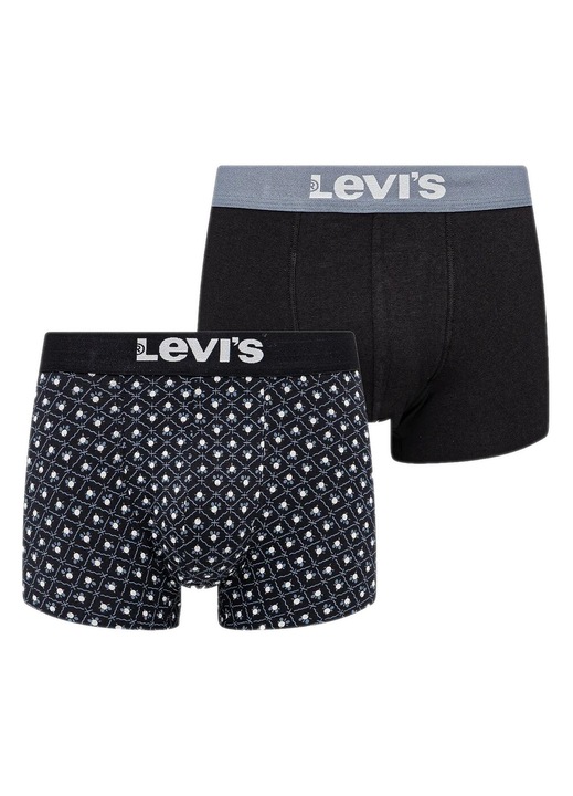Boxeri Levi's, set 2 bucati, negru si alb, bumbac ecologic, elastic, talie moale