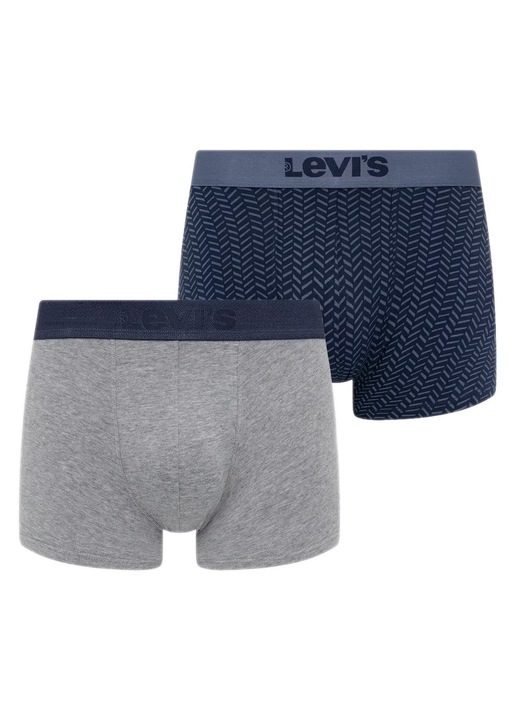 Boxeri Levi's, set 2 bucati, albastru si gri, bumbac, talie elastica, croiala confortabila
