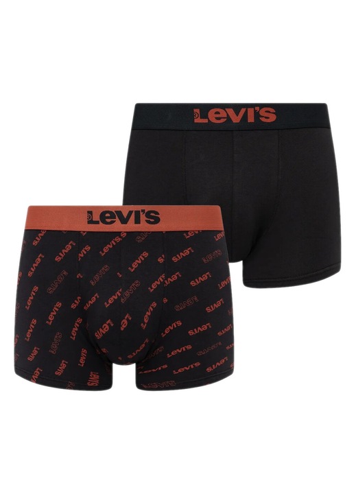 Boxeri Levi's, set 2 bucati, negru/rosu, bumbac organic, talie elastica