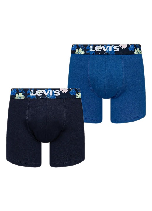 Boxeri Levi's Hipster Flower, 2 buc, bumbac elastic, negru si albastru, talie elastica, design floral