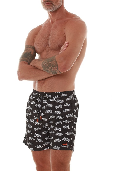 de baie barbati, Bluepoint, imprimeu negru, Negru