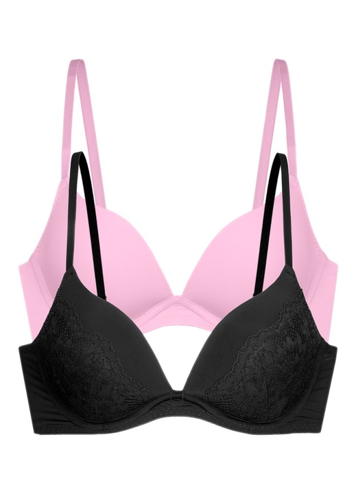 Set 2 sutiene push-up, Dorina, Negru/Roz