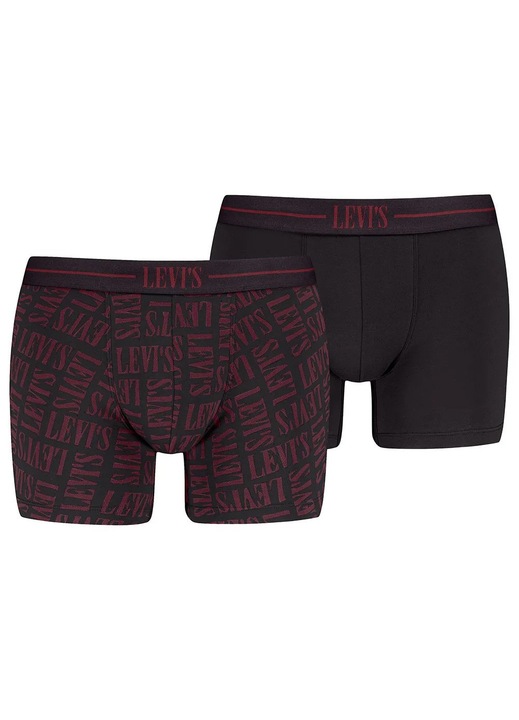 Boxeri Levi's, bumbac organic, set 2 buc, negru/rosu, talie elastica
