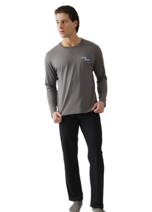 Pijamale Minerva, design modern, bumbac extra moale, Gri