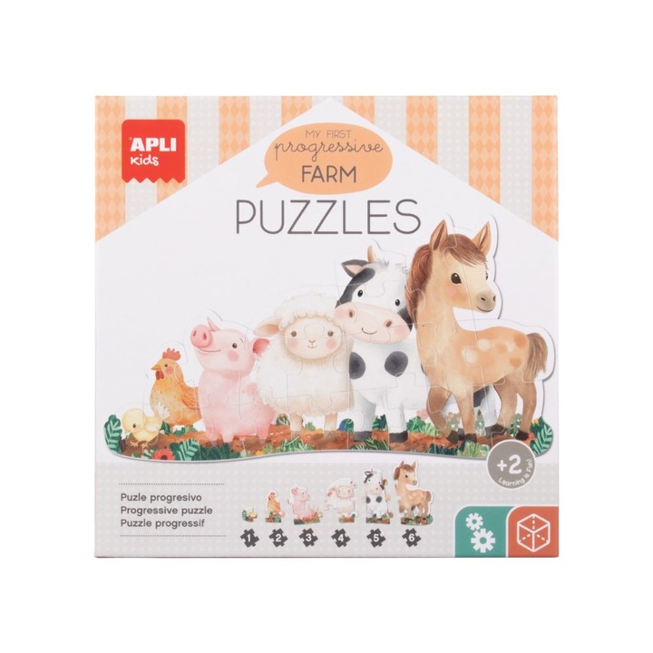 Puzzle Jigsaw Apli, Primul meu puzzle Ferma mea, 21 piese, 61x33cm, pentru 2 ani+