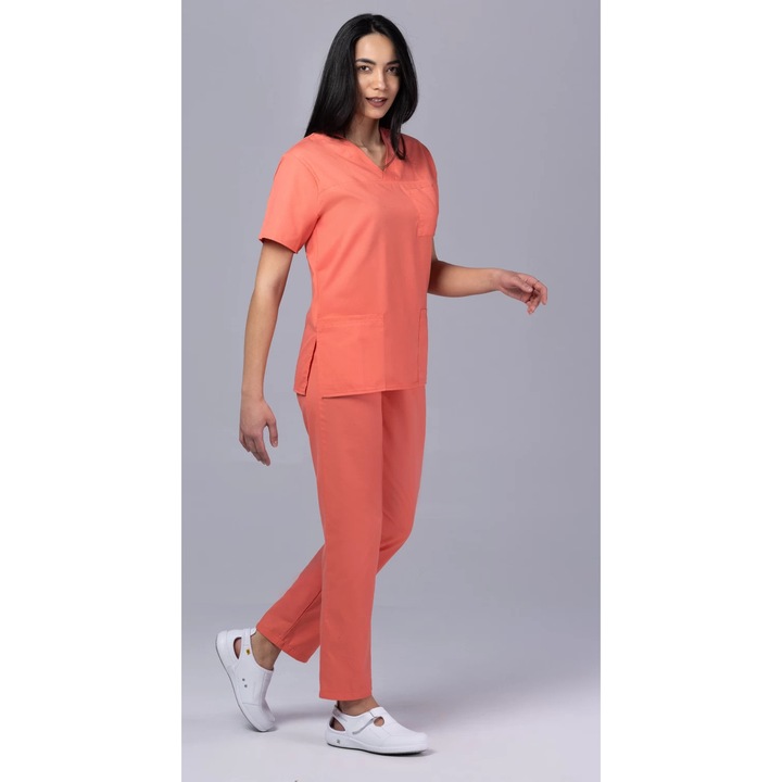 Costum medical de dama Women New ClassIQ, Bluza si pantalon, Somon, M