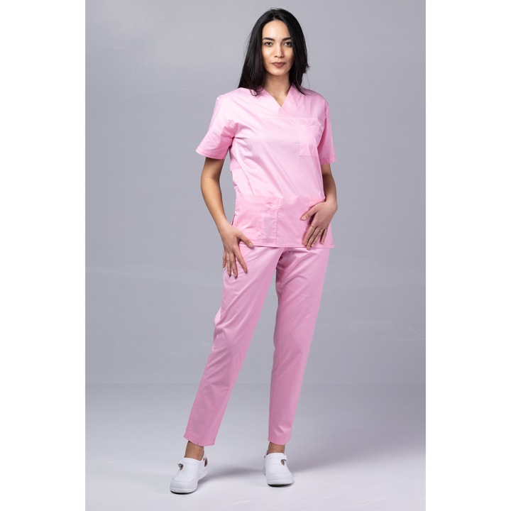 Costum medical de dama Women New ClassIQ, Bluza si pantalon, Roz, M