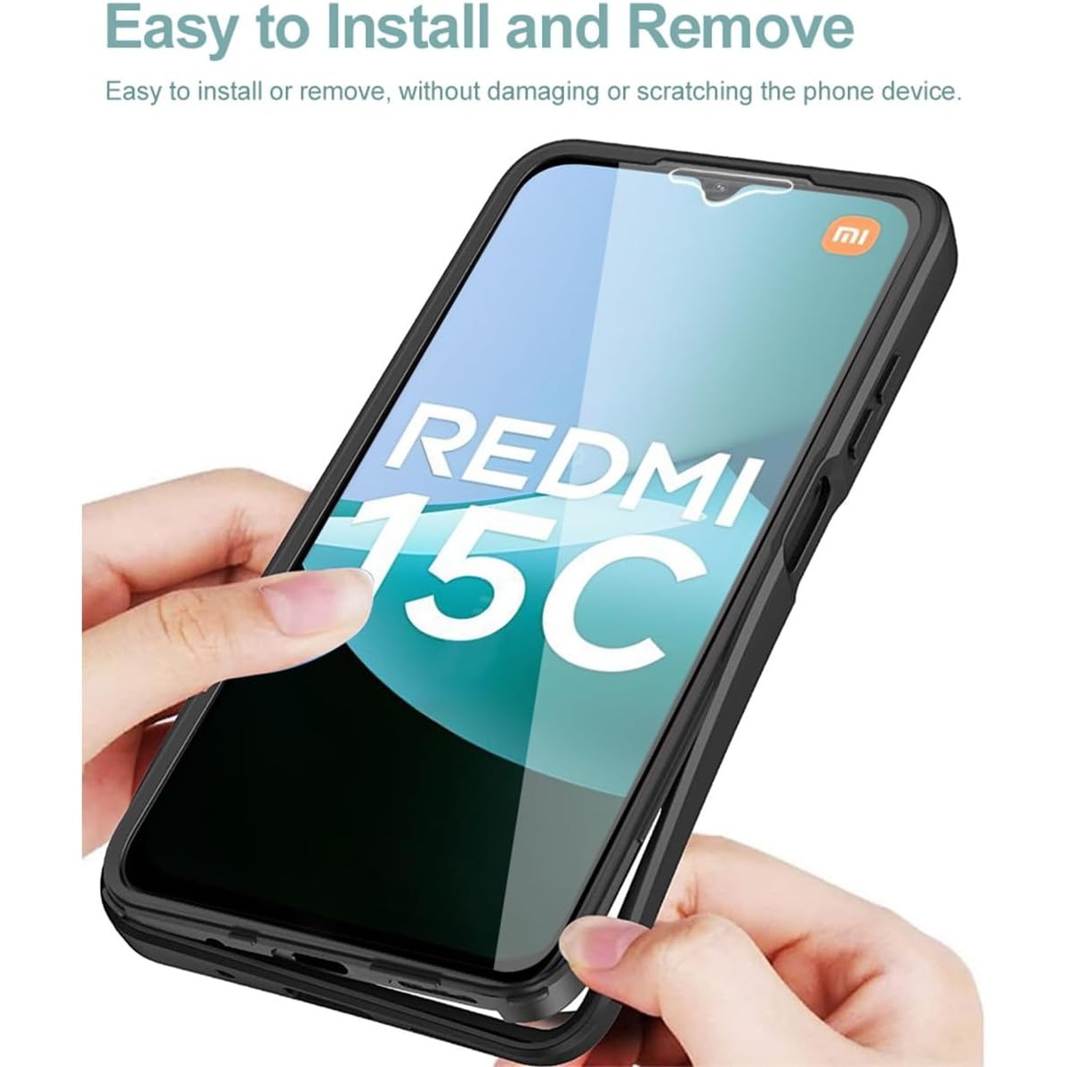 Set 360: Husa cu folie integrata pentru Xiaomi Redmi 15C 4G Protectie 360 fata / spate - mov