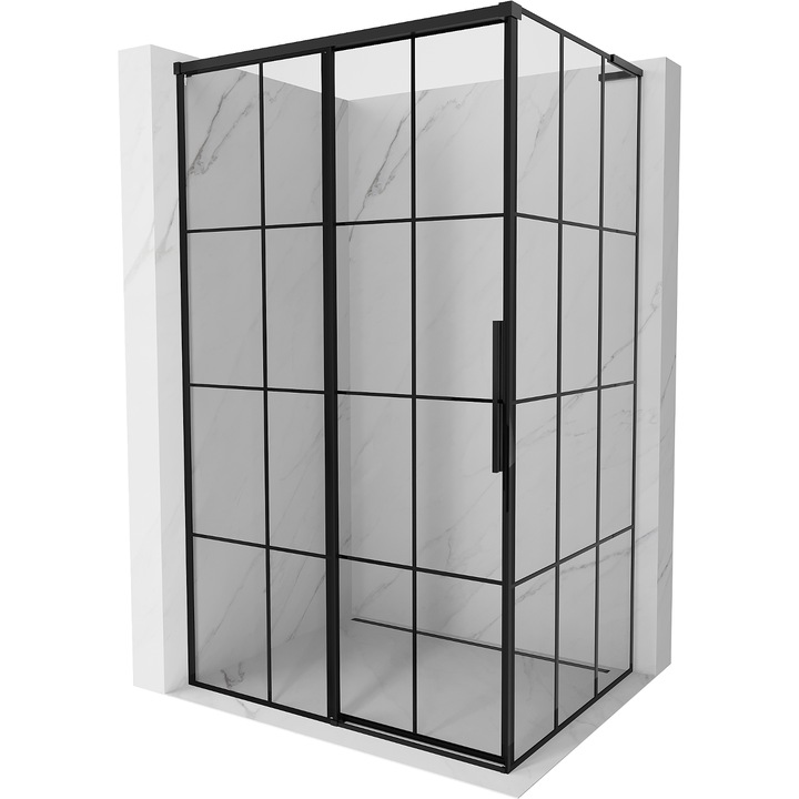Плъзгаща душ кабина Mexen Rox L, 90x120см, черна, 8мм, лява