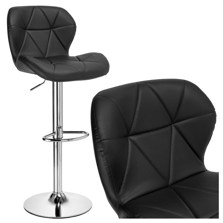 Scaun rotativ Gordon, ecopiele, negru, 360° rotire, inaltime reglabila