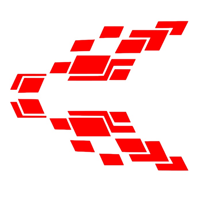 Set 2 stickere stanga si dreapta auto decorativ, rezistent la apa si UV. pentru laterale, model patrate, rosu, 40cm