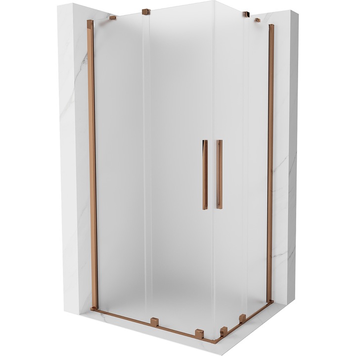 Mexen Velar Duo cabina de dus culisanta 90 x 80 cm, geam mat, aur roz - 871-090-080-32-60