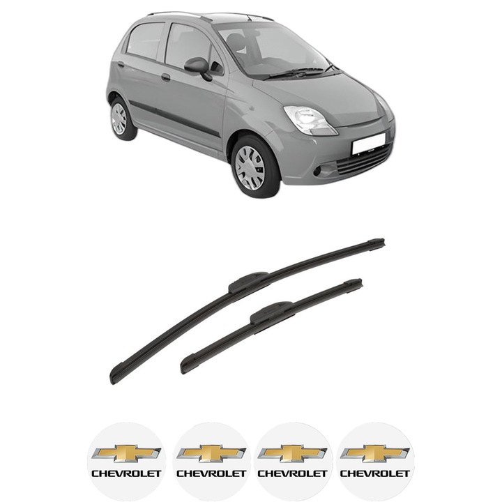 Set stergatoare auto CHEVROLET SPARK din 2005-2010, pentru parbriz auto, 2 bucati, Bosch Aerotwin Retrofit, din cauciuc siliconat rezistent, 4 Stickere Auto CHEVROLET