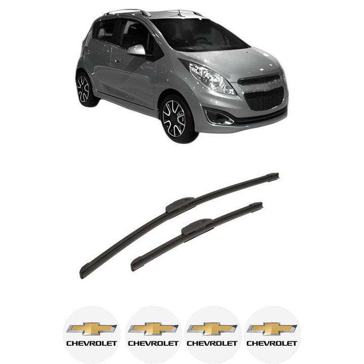 Set stergatoare auto CHEVROLET SPARK Hatchback Van (M200, M250) din 2007-2014, pentru parbriz auto, 2 bucati, Bosch Aerotwin Retrofit, din cauciuc siliconat rezistent, 4 Stickere Auto CHEVROLET