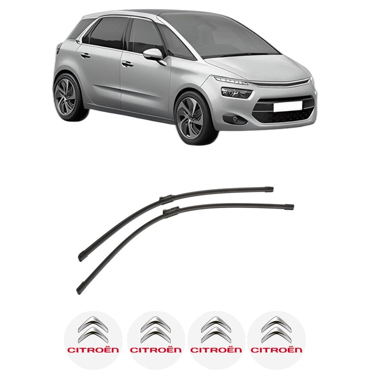 Set stergatoare auto CITROEN C4 GRAND PICASSO II (DA_, DE_) din 2013-2018, pentru parbriz auto, 2 bucati, Bosch Aerotwin, din cauciuc siliconat rezistent, 4 Stickere Auto CITROEN