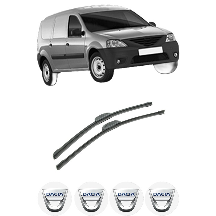 Set stergatoare auto DACIA LOGAN EXPRESS (FS_) din 2007-2012, pentru parbriz auto, 2 bucati, Bosch Aerotwin Retrofit, din cauciuc siliconat rezistent, 4 Stickere Auto DACIA