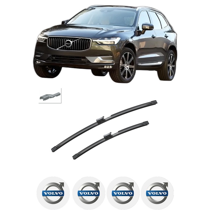 Set stergatoare auto VOLVO XC60 II (246) din 2017-2022, pentru parbriz auto, 2 bucati, Bosch Aerotwin Jet Blade, din cauciuc siliconat rezistent, 4 Stickere Auto VOLVO