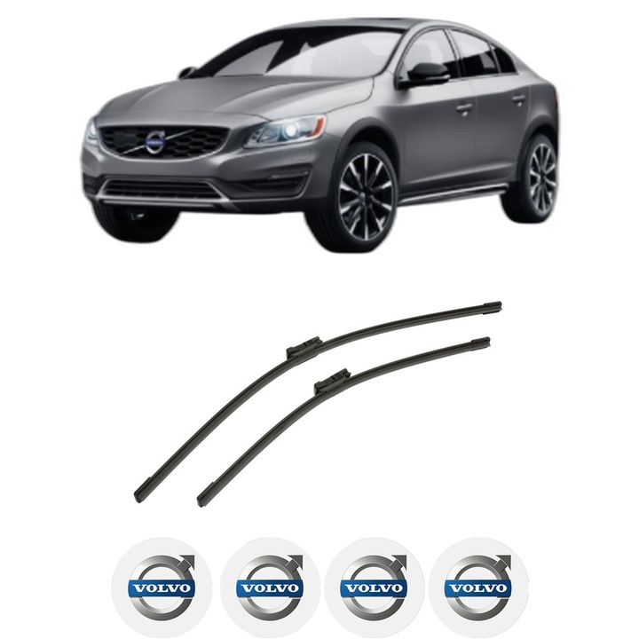 Set stergatoare auto VOLVO S60 II Cross Country (134) din 2015-2018, pentru parbriz auto, 2 bucati, Bosch Aerotwin, din cauciuc siliconat rezistent, 4 Stickere Auto VOLVO