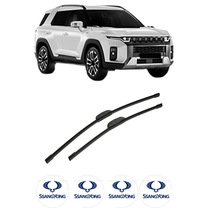 Set stergatoare auto SSANGYONG TORRES (J100) din 2022, pentru parbriz auto, 2 bucati, Bosch Aerotwin Retrofit, din cauciuc siliconat rezistent, 4 Stickere Auto SSANGYONG